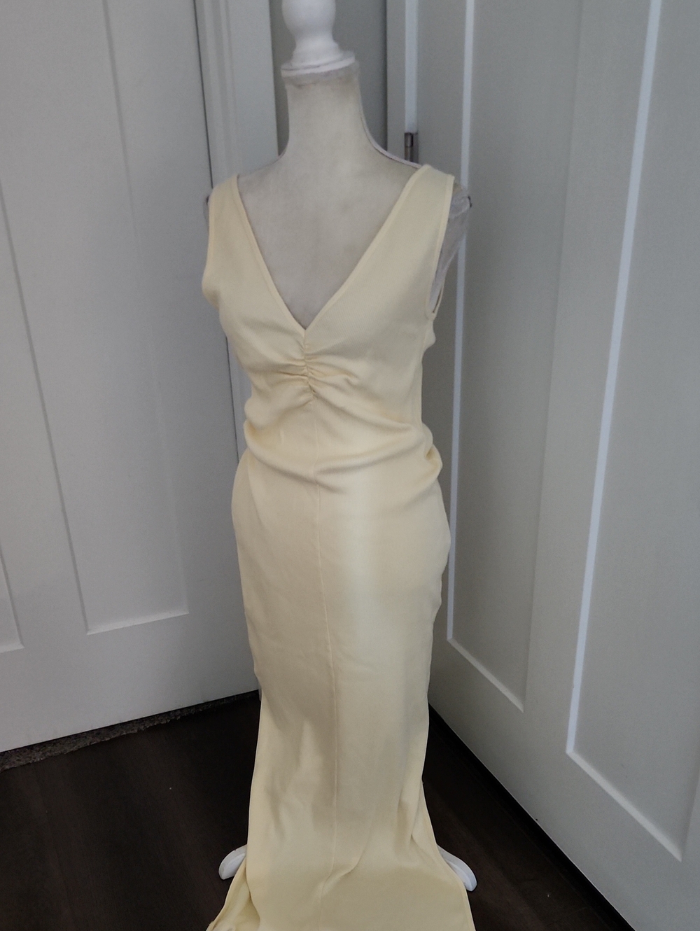 Maison Martin Margiela Pale Yellow Sleeveless V-Neck Maxi Dress FLAW
